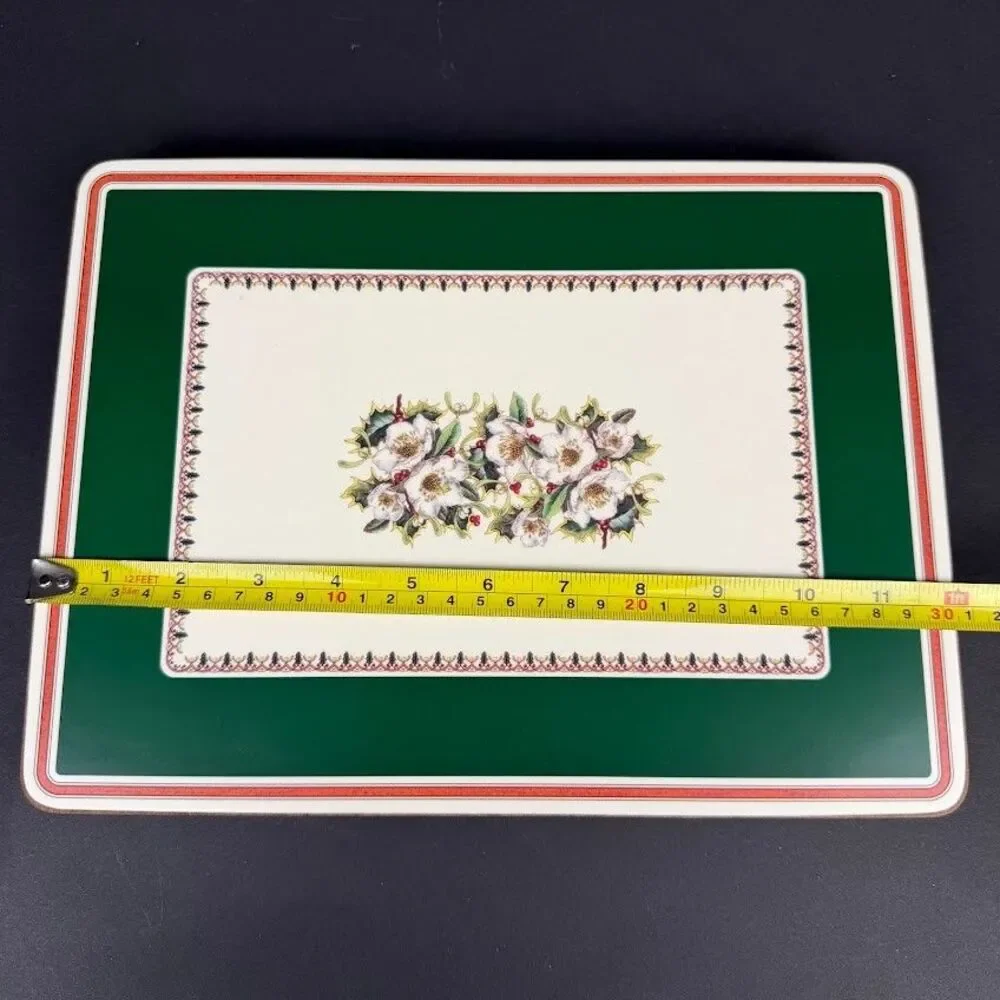 Set of 6 Spode Christmas Rose Cork & Acrylic Finish 12x9 Placemats Made England